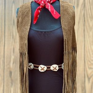ADJUSTABLE VINTAGE ANTLER & LEATHER BELT